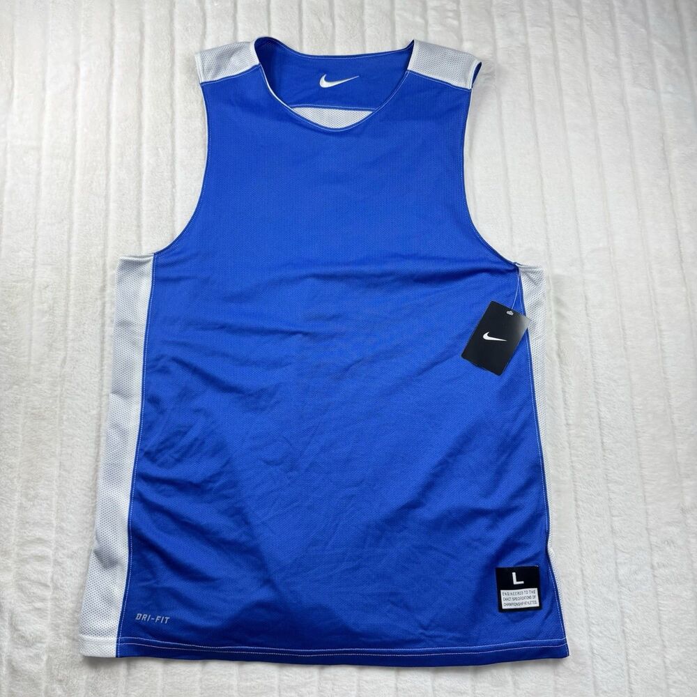 Nike Basketball Tank Jersey Reversible Mens L Sleeveless Blue White Training NWT